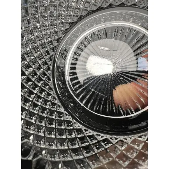 Westmoreland 1940s Pressed Clear Glass Snack Set Diamond & Fan, 2 Plates 3 Bowls - Picture 15 of 16